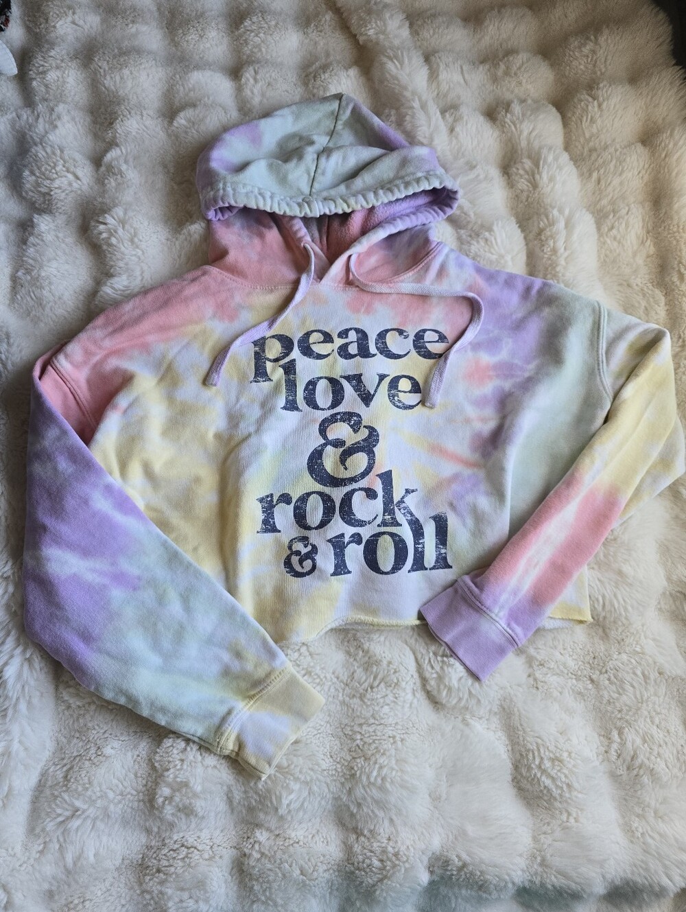 Tie-Dye Cropped Hoodie Sweatshirt - Pastel Multi Rock And Roll Hall Of Fame